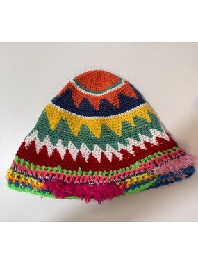 Urban Outfitters Mixed Yarn Bucket Hat Colorful Granny Artistic Bold Whimsy Boho